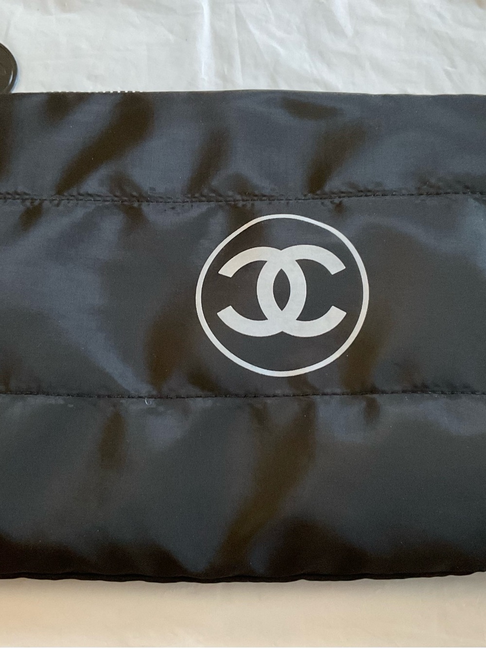 Chanel Beaute Puffy Nylon Gift Makeup Cosmetic Pouch Clutch